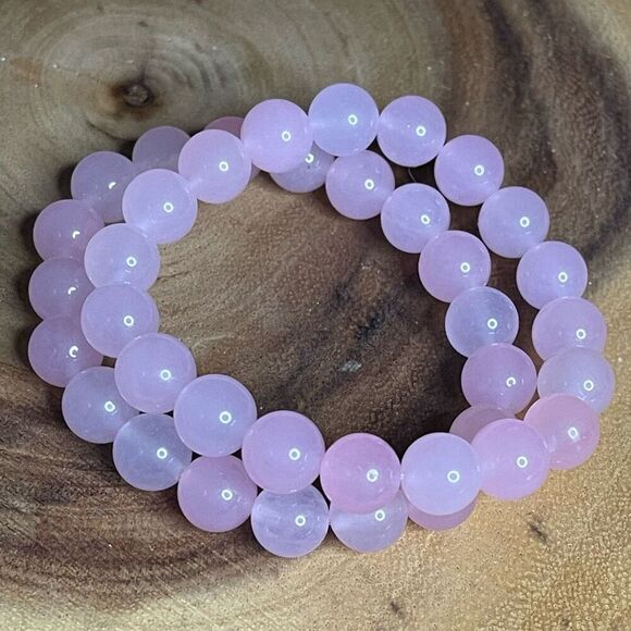 Rose quartz stretch bracelet large beads 10mm beaded 7” crystal healing - Picture 3 of 8